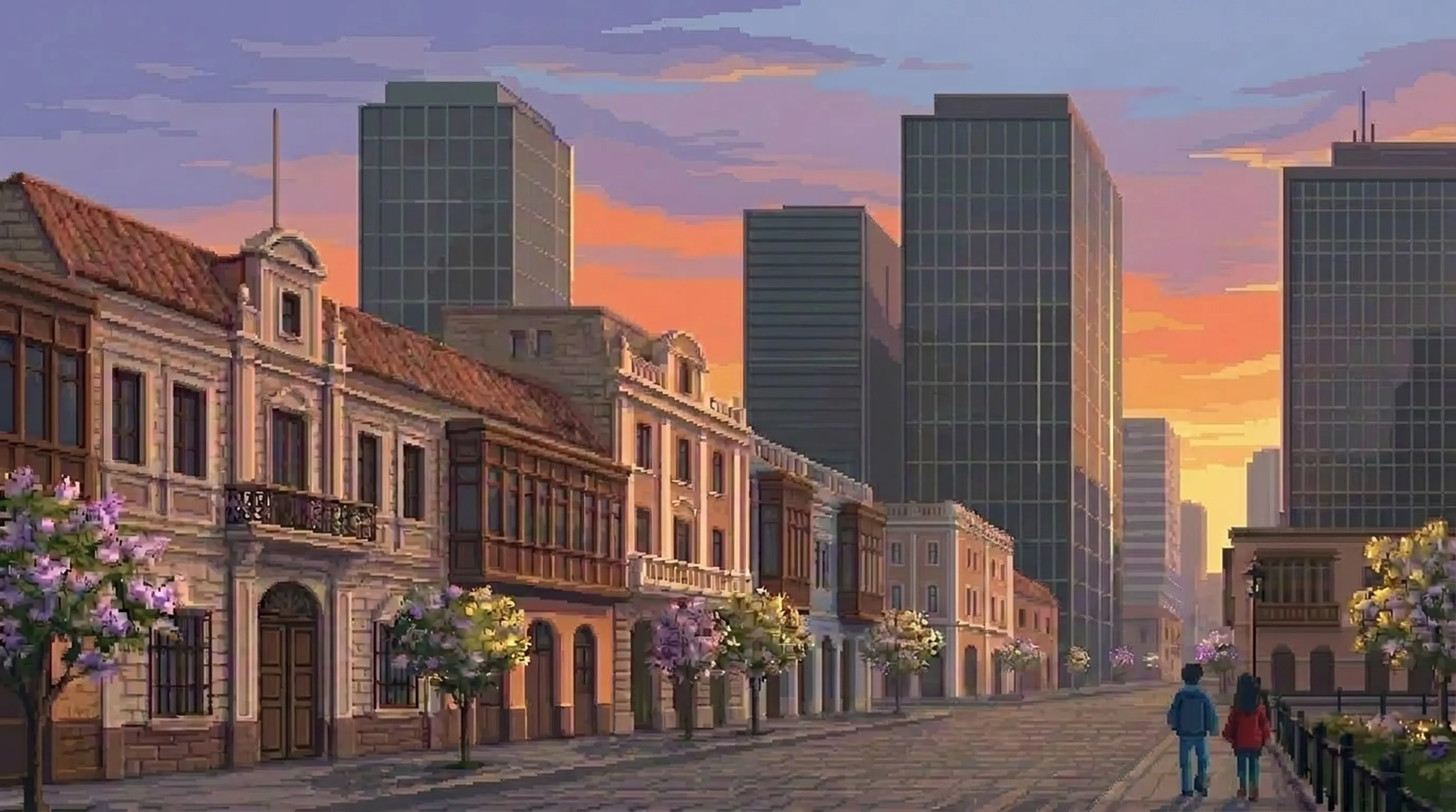 Arquitectura legal: ciudad moderna al atardecer